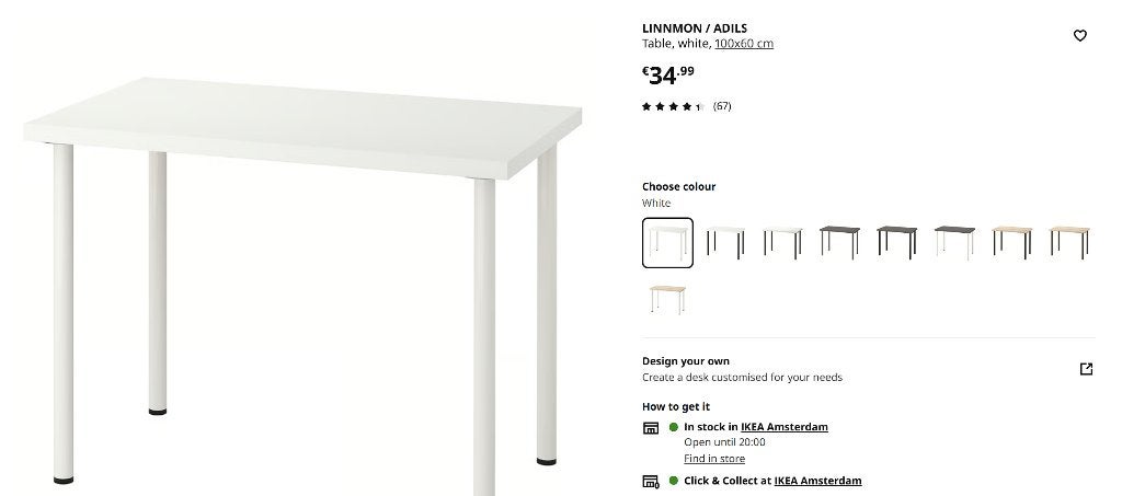 Desktop IKEA LINNMON, Ophalen, Schoolbureau, Zo goed als nieuw, IKEA