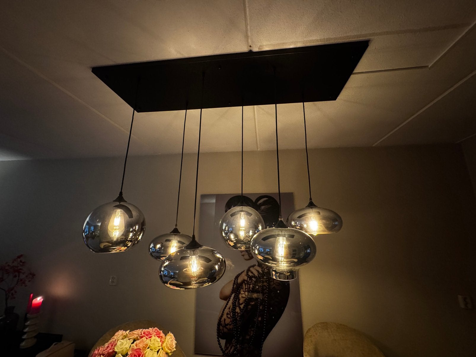 Hanglamp smoking glass, Huis en Inrichting, Ophalen of Verzenden, Zo goed als nieuw