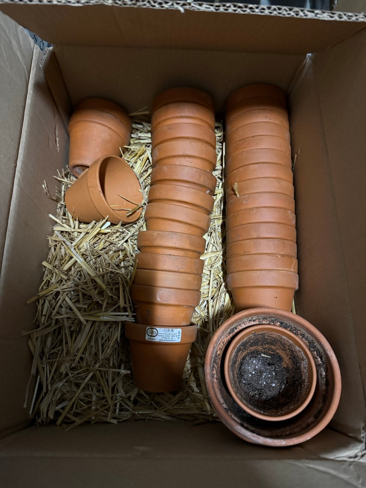 Terracotta bloempotten - Dille en Kamille, Ophalen, Gebruikt, Rond, Binnen