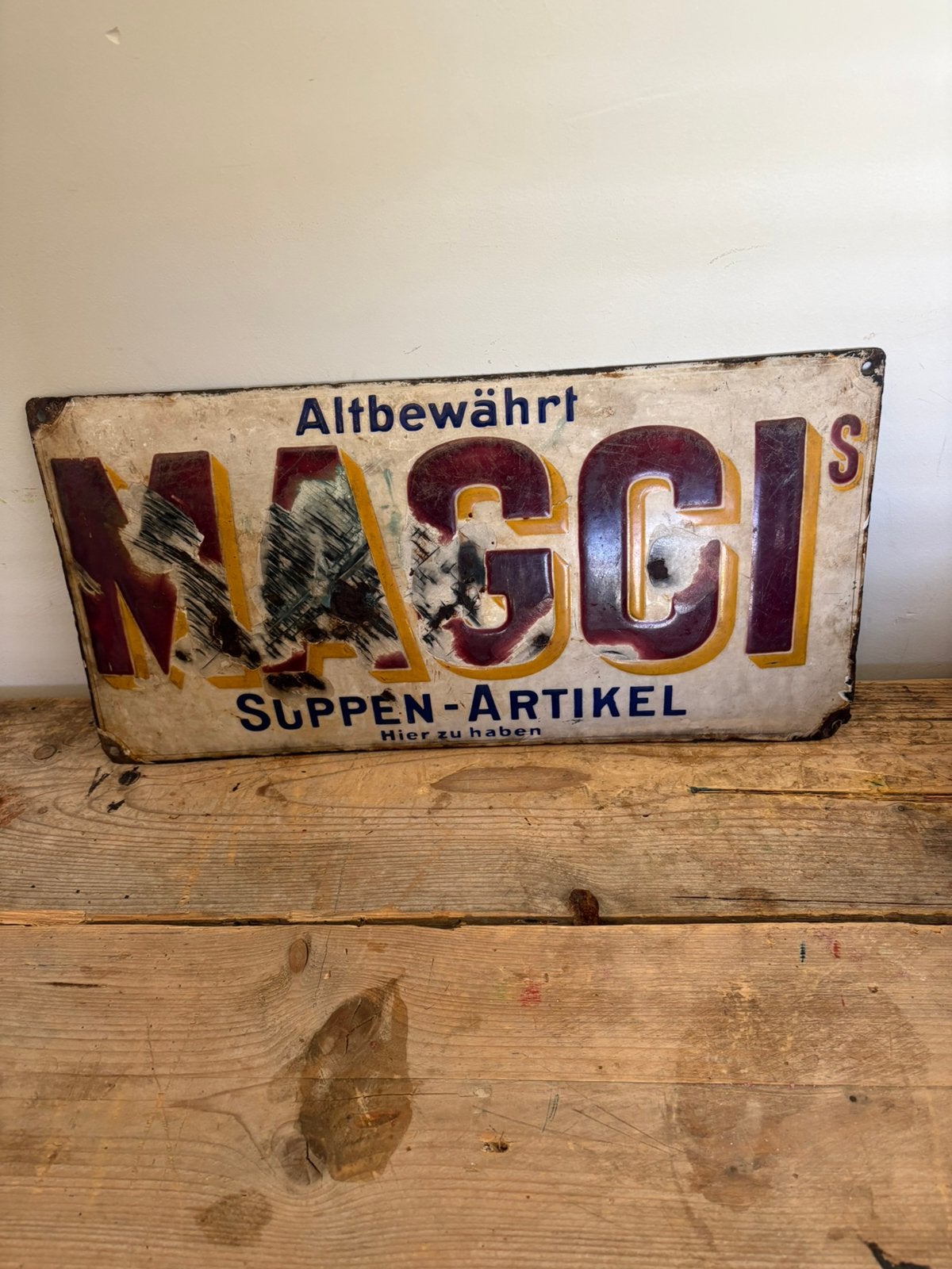 Emaille bord ‘MAGGIs’  49x24 cm, Ophalen of Verzenden