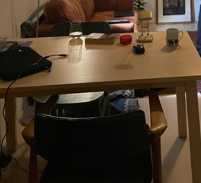 Eettafel lisabo met twee stoelen, Ophalen, Gebruikt, 100 tot 150 cm, 50 tot 100 cm