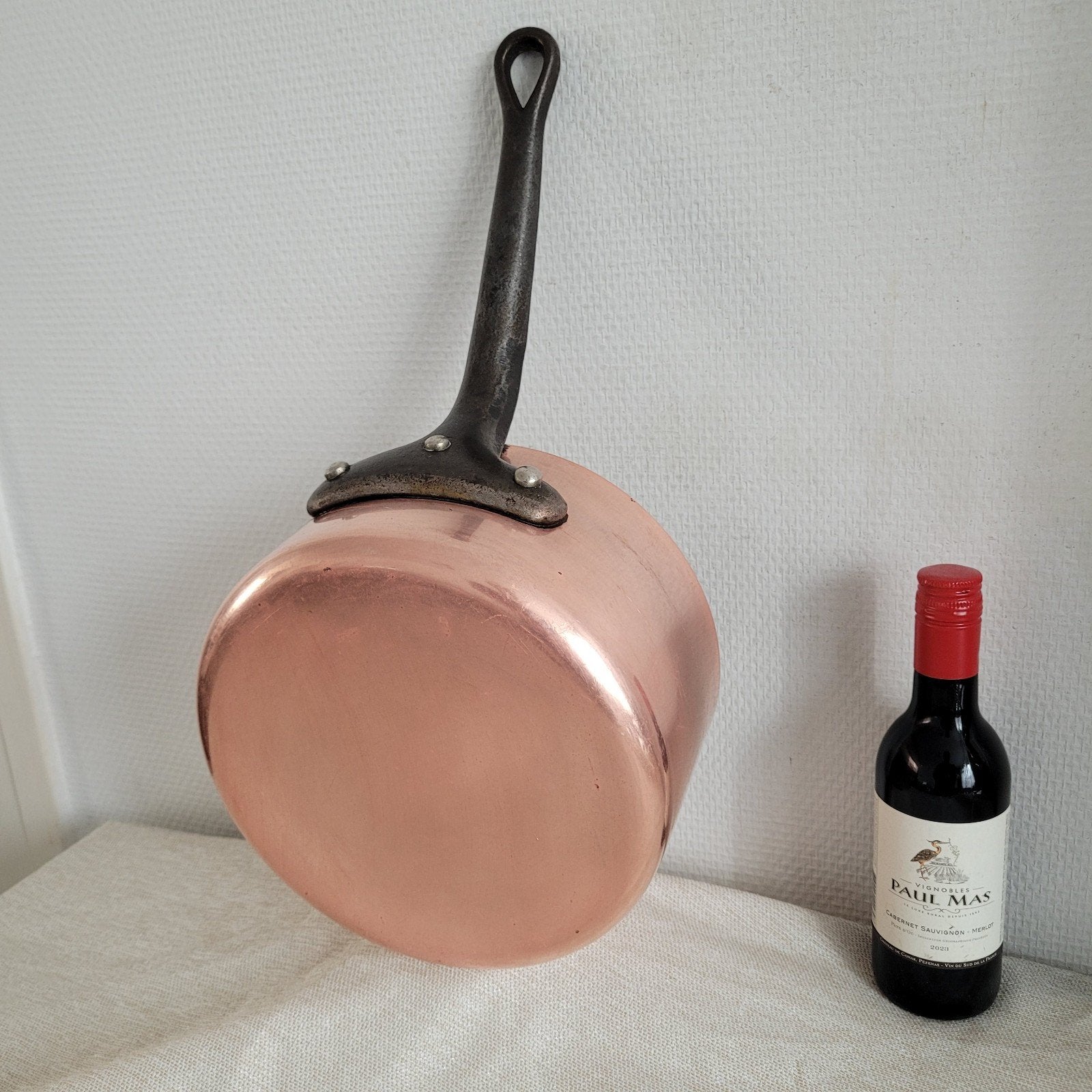 zware Dikwandige koperen horeca pan sauspan 20 cm & 2.7 kilo, Huis en Inrichting, Ophalen of Verzenden, Gebruikt, Koper, Braadpan