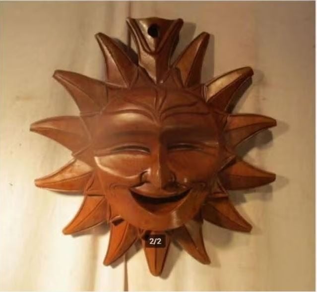 Mooi Houten Lachende Zon - 42cm, Ophalen of Verzenden