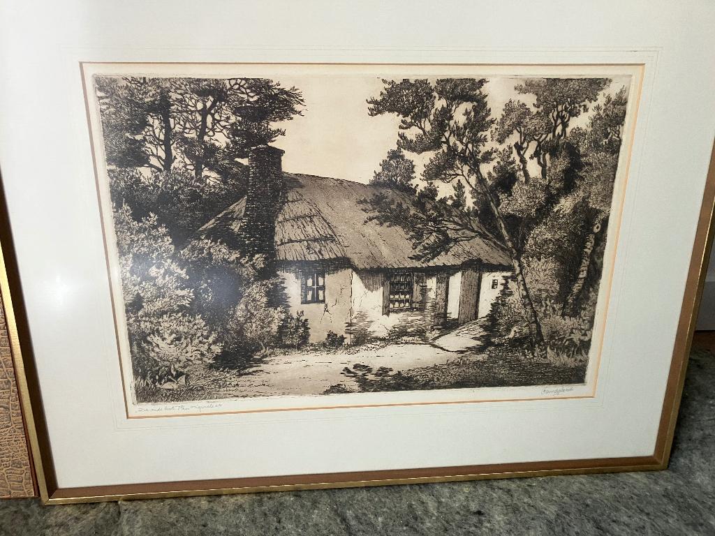 Ets, Ophalen, Ingelijst, Ets, 51 cm