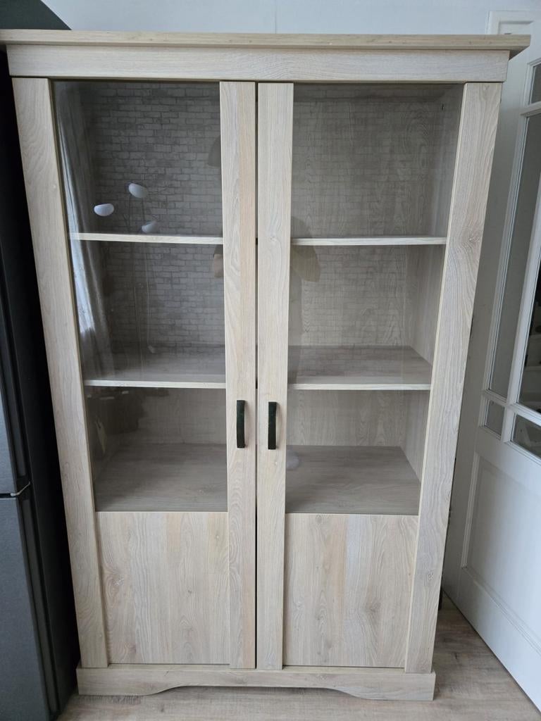 Complete meubelset: Vitrinekast en Dressoir, Met deur(en), Glas, 150 tot 200 cm, Modern landelijk