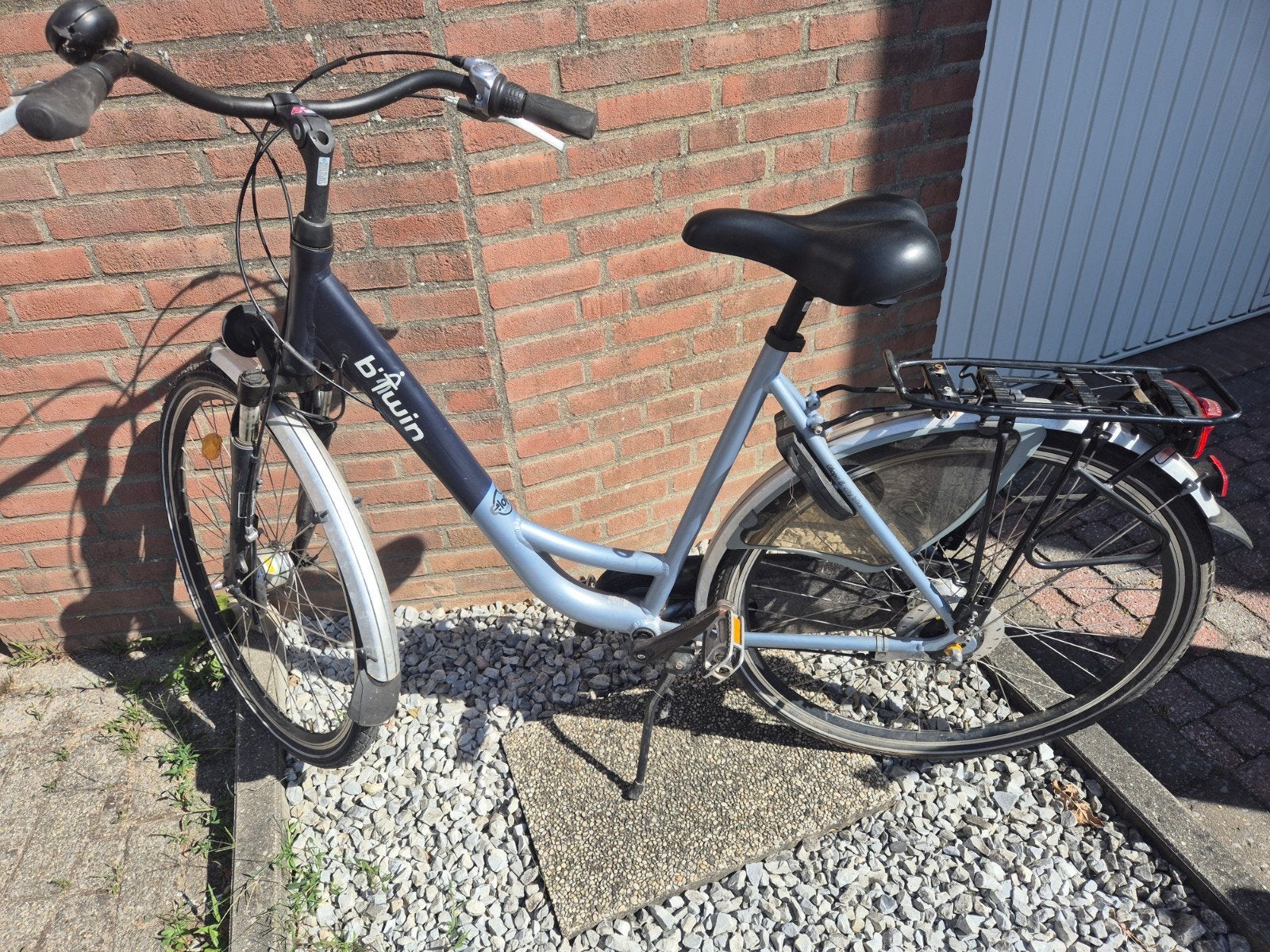 Btwin fiets met 7 versnellingen en bagagedrager, Gebruikt, Velgrem, Versnellingen, 50 tot 53 cm