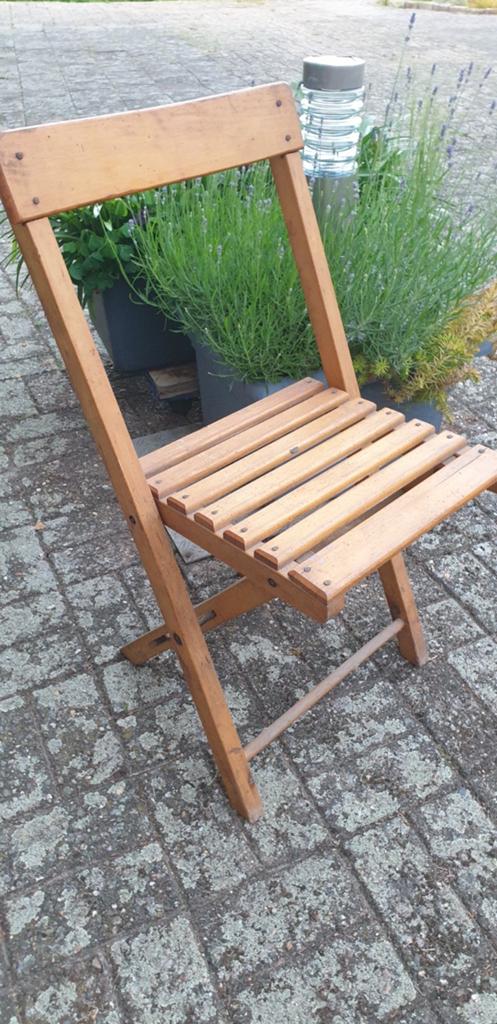 Houten klapstoel - Vintage, Ophalen, Gebruikt, Bruin, Vintage