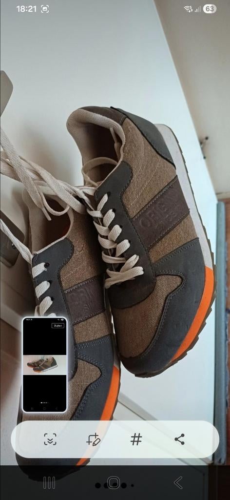 Mooie sneakers, khaki, grijsgroen, oranje, maat 41, Kleding | Heren, Schoenen, Overige kleuren, Walkx, Nieuw, Ophalen of Verzenden