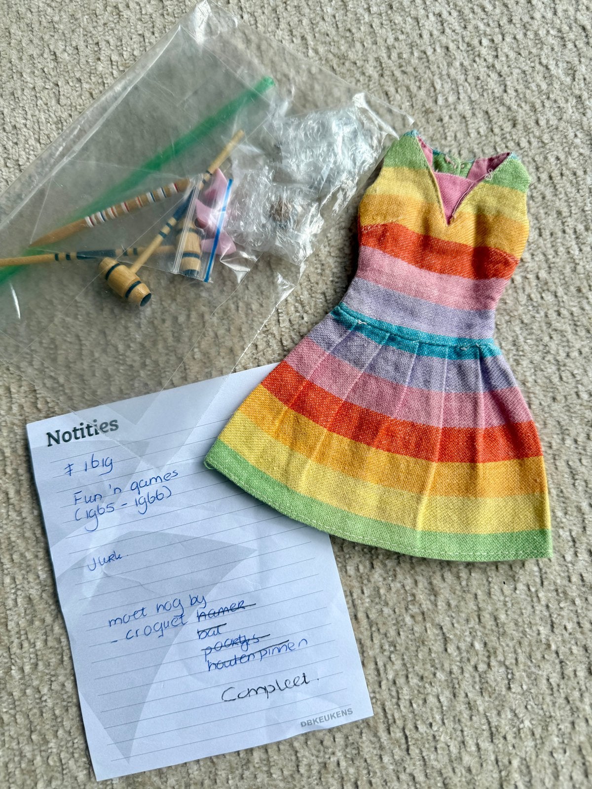 Vintage barbie kleding Fun n games #169, Ophalen of Verzenden, Gebruikt, Kleertjes