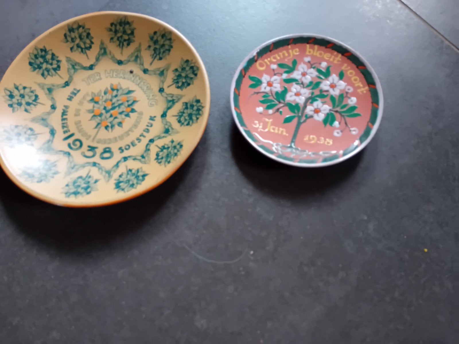 2 Twee historische herdenkingsbordjes uit 1938, Ophalen of Verzenden