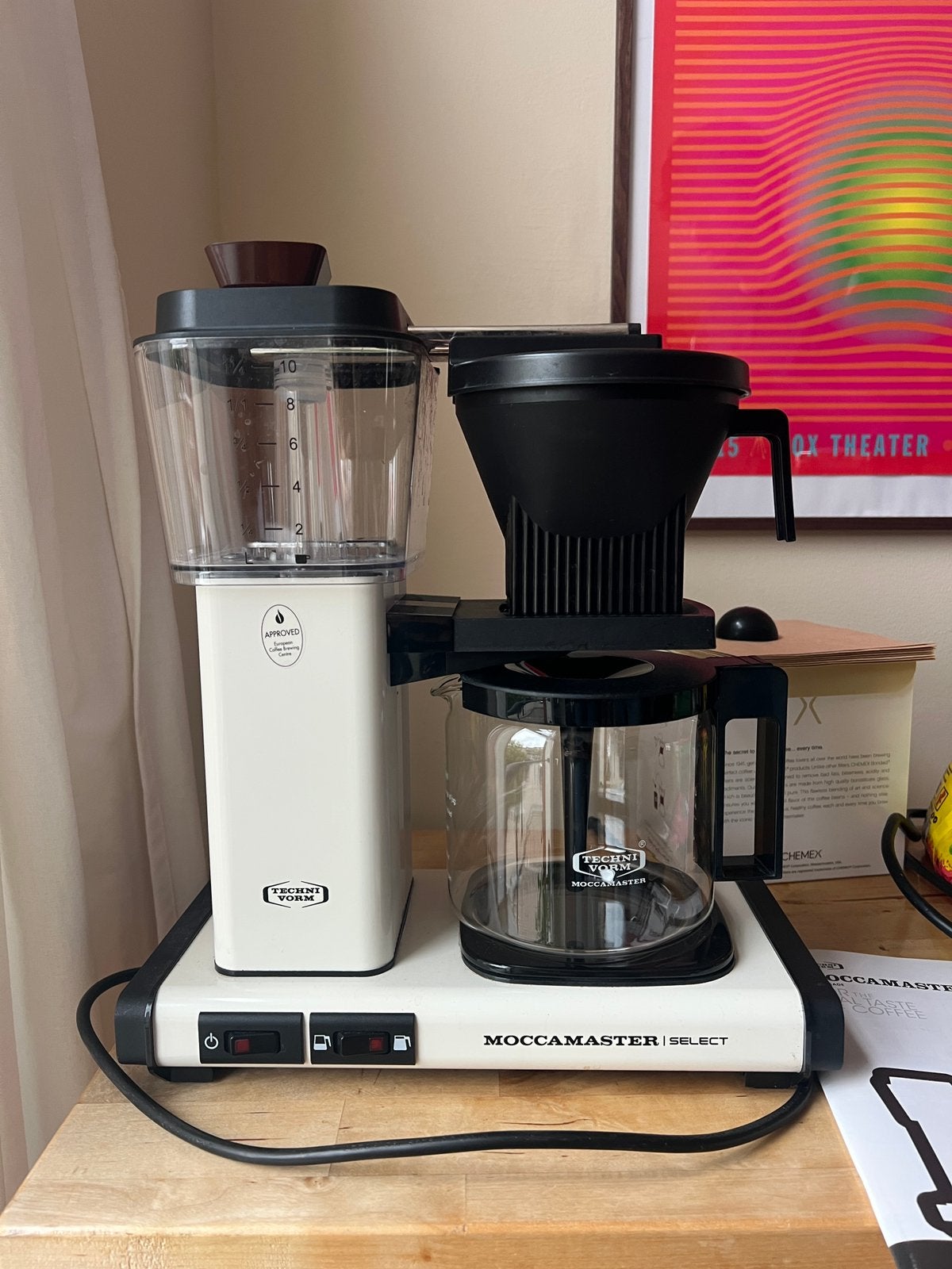 Mocamaster KBG Select Off White, Koffiemachine, Gemalen koffie, Ophalen of Verzenden, Zo goed als nieuw