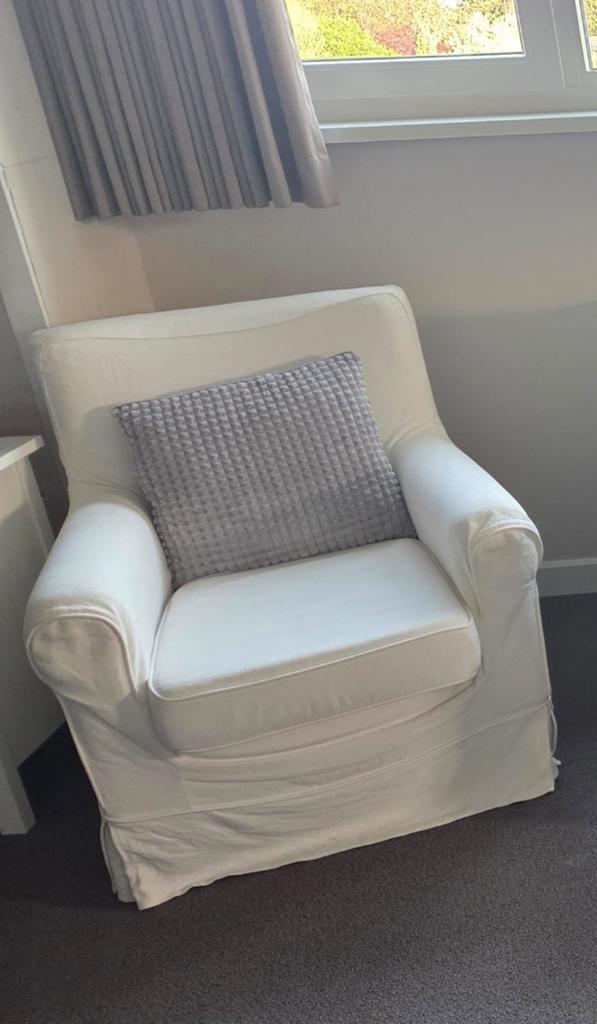 IKEA Jennylund fauteuil met witte hoes, twee stuks, Ophalen, Gebruikt, Twee, Wit