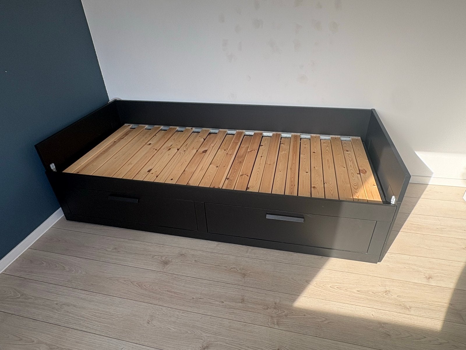 IKEA brimnes bed in zeer nette staat, 90 cm, Eenpersoons, Zwart, Ophalen of Verzenden
