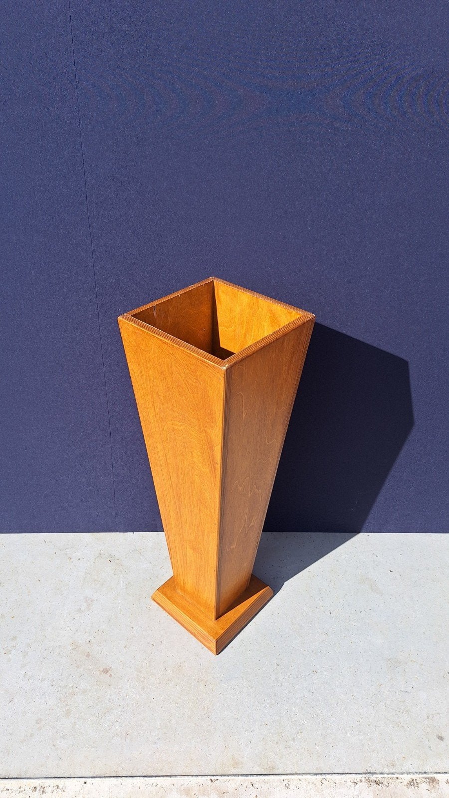 vintage houten plantenbak, standaard, zuil, handgemaakt, Minder dan 30 cm, Vintage, Ophalen of Verzenden, Nvt