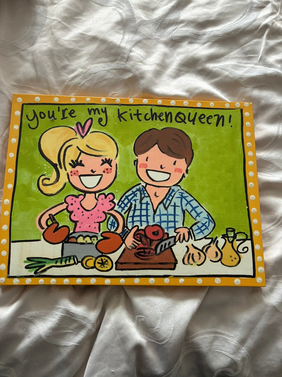 Blond schilderij you’re my kitchen queen, Ophalen of Verzenden, Zo goed als nieuw