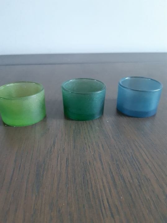 O76 3 theelichthouders Ikea, IKEA, Waxinelichthouder, Ophalen of Verzenden, Groen