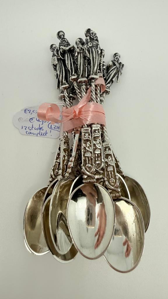 Echt zwaar zilveren 12 antiek zilveren apostellepels., Antiek en Kunst, Antiek | Goud en Zilver, Ophalen of Verzenden, Zilver