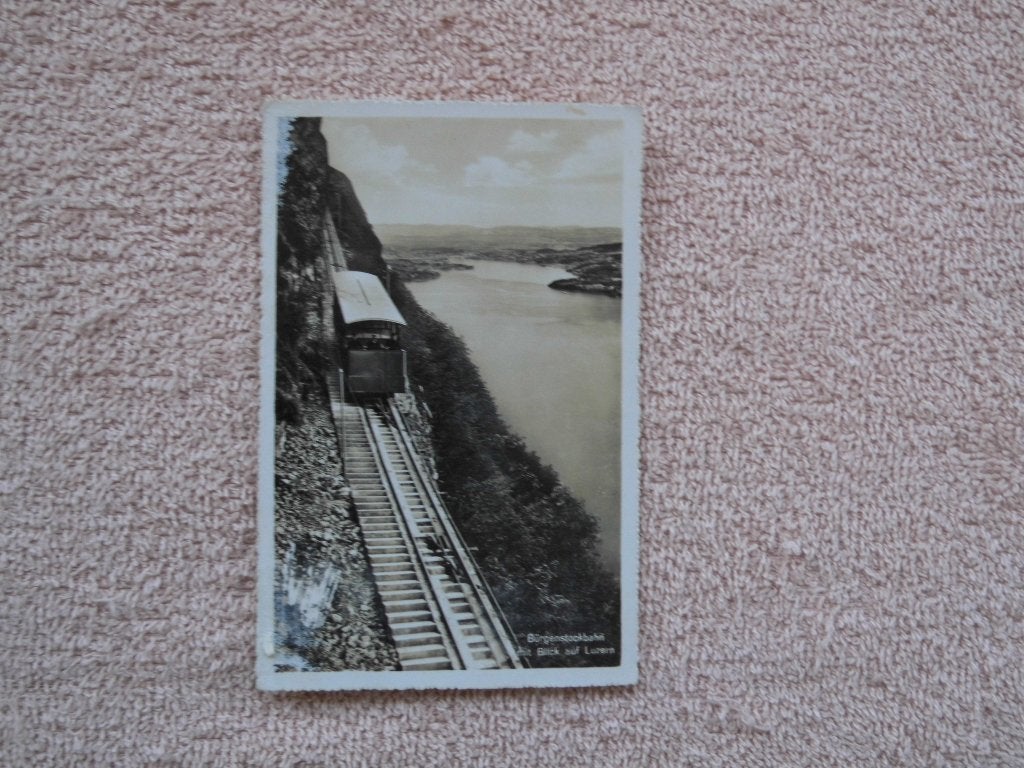 Ansichtkaart Burgenstock, Blick auf Luzern, Zwitserland, Ophalen of Verzenden, Voor 1920, Gelopen, Voertuig