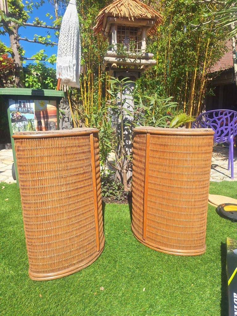 Set van 2 rotan tafelpoten bamboe, Tafelpoot, Minder dan 50 cm, 50 tot 100 cm, Rond