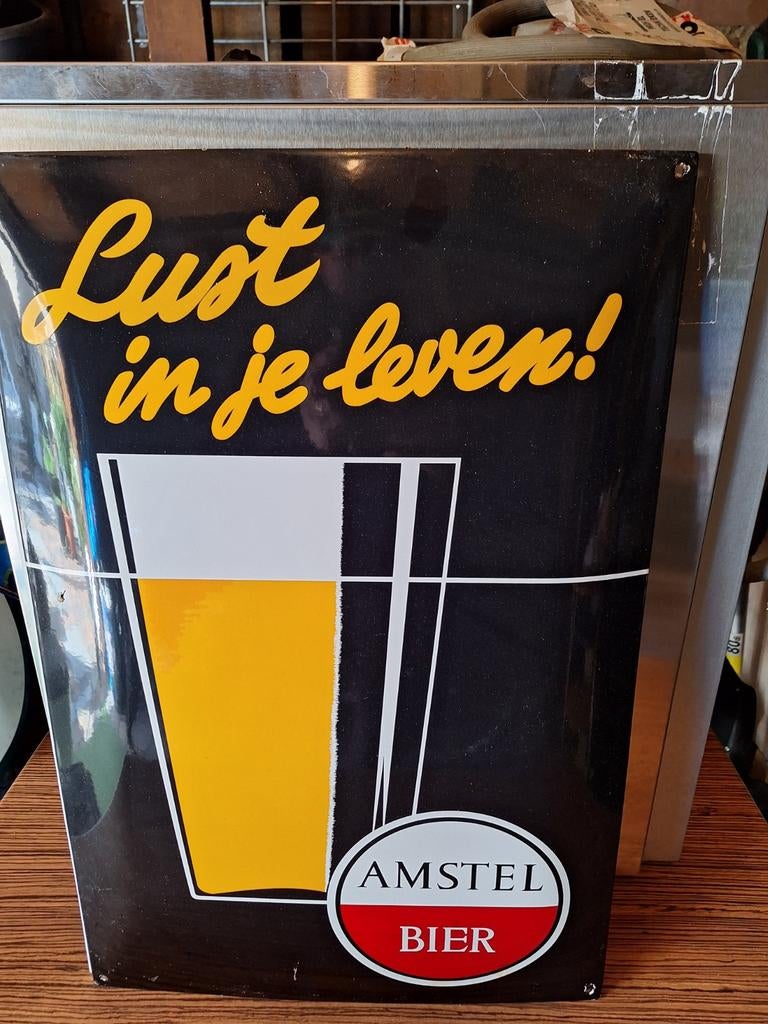 Set van 3 Vintage Amstel Bier Emaille Reclameborden, Antiek en Kunst, Ophalen of Verzenden