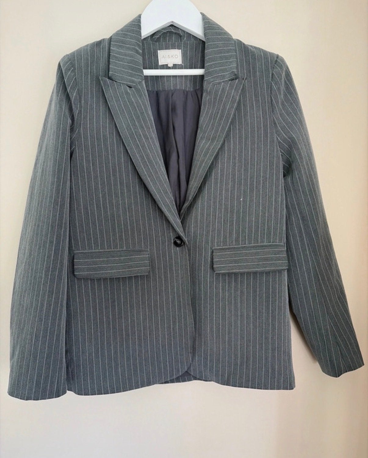Grijze krijtstreep blazer Ai&Ko maat 152, Ophalen of Verzenden, Zo goed als nieuw, Meisje, Jas