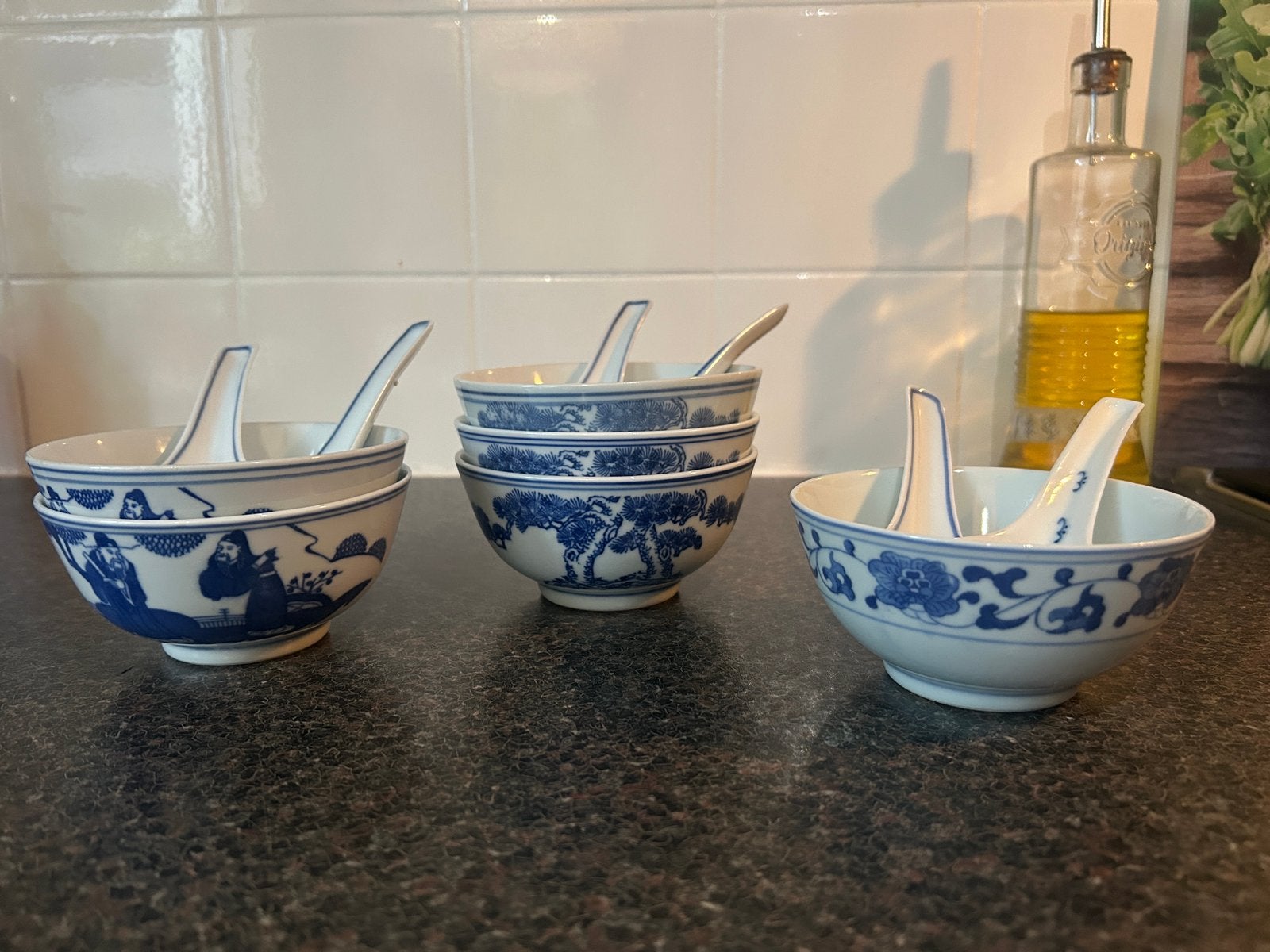 Chinese soepkommetjes + lepels (6‑delige set), Aziatisch, Overige merken, Ophalen of Verzenden, Zo goed als nieuw