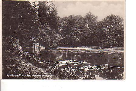 Ansichtkaart	Apeldoorn	Kon. Park	Vijver met waterval, Verzenden, 1920 tot 1940, Gelopen, Gelderland