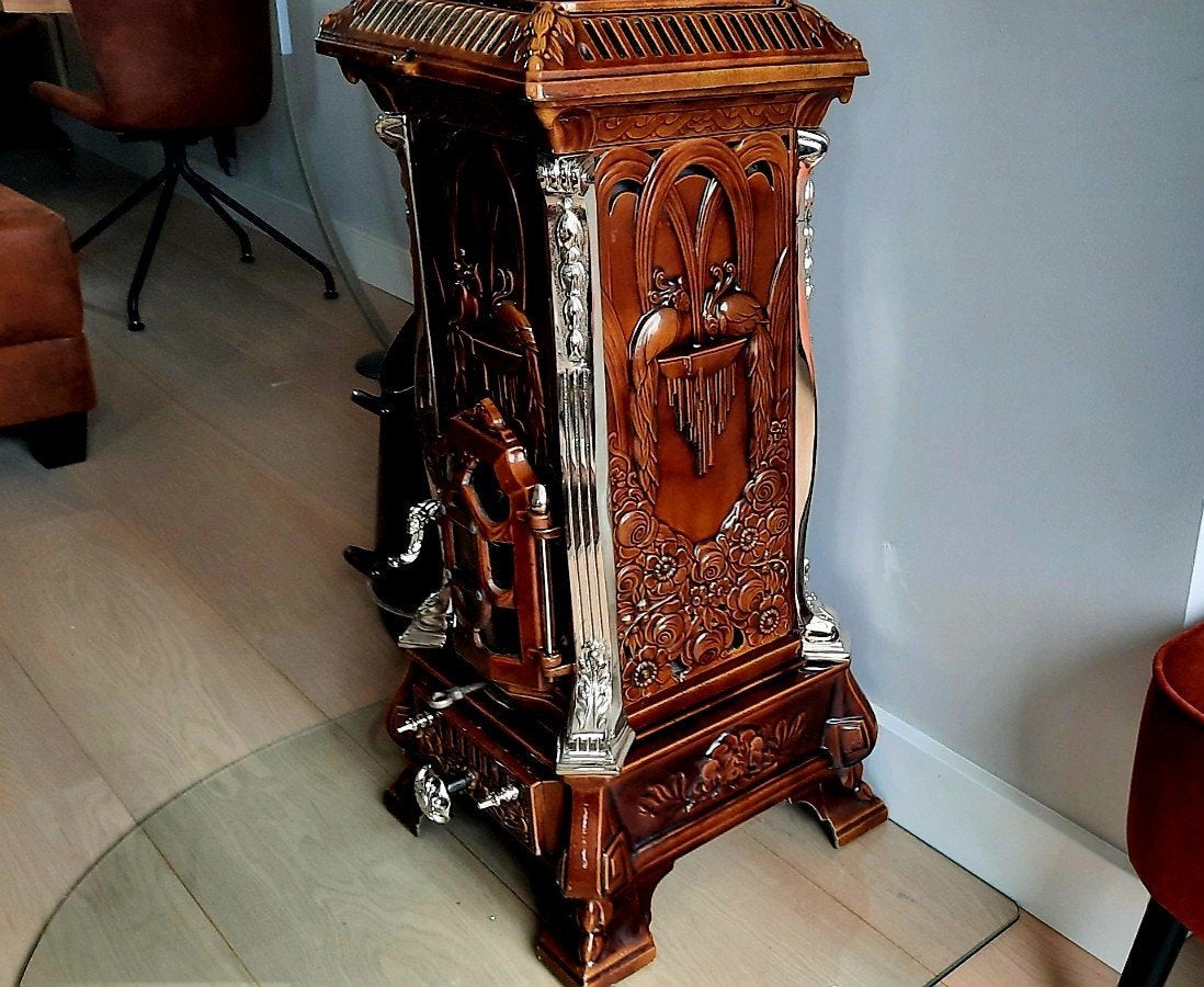 Antieke kolenkachel, Art Nouveau / Jugendstil, Ophalen
