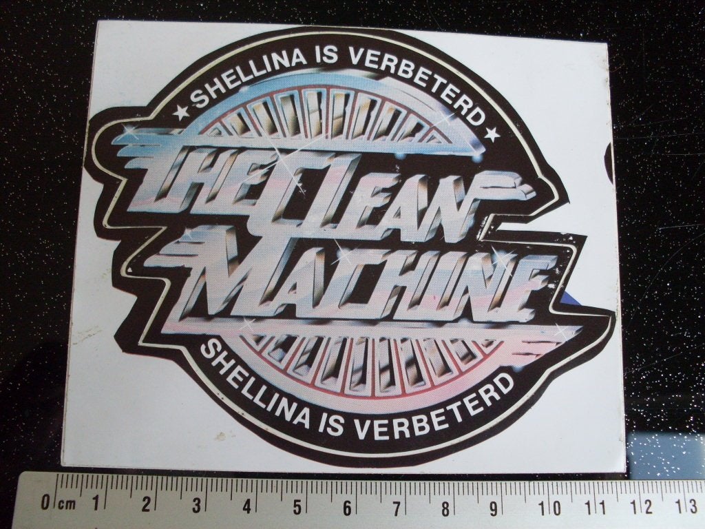 sticker shellina is verbeterd the clean machine olie oil, Verzamelen, Verzenden, Zo goed als nieuw, Merk