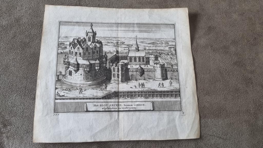 Het Slot Arkel binnen Gorkum - Gravure, Ophalen of Verzenden