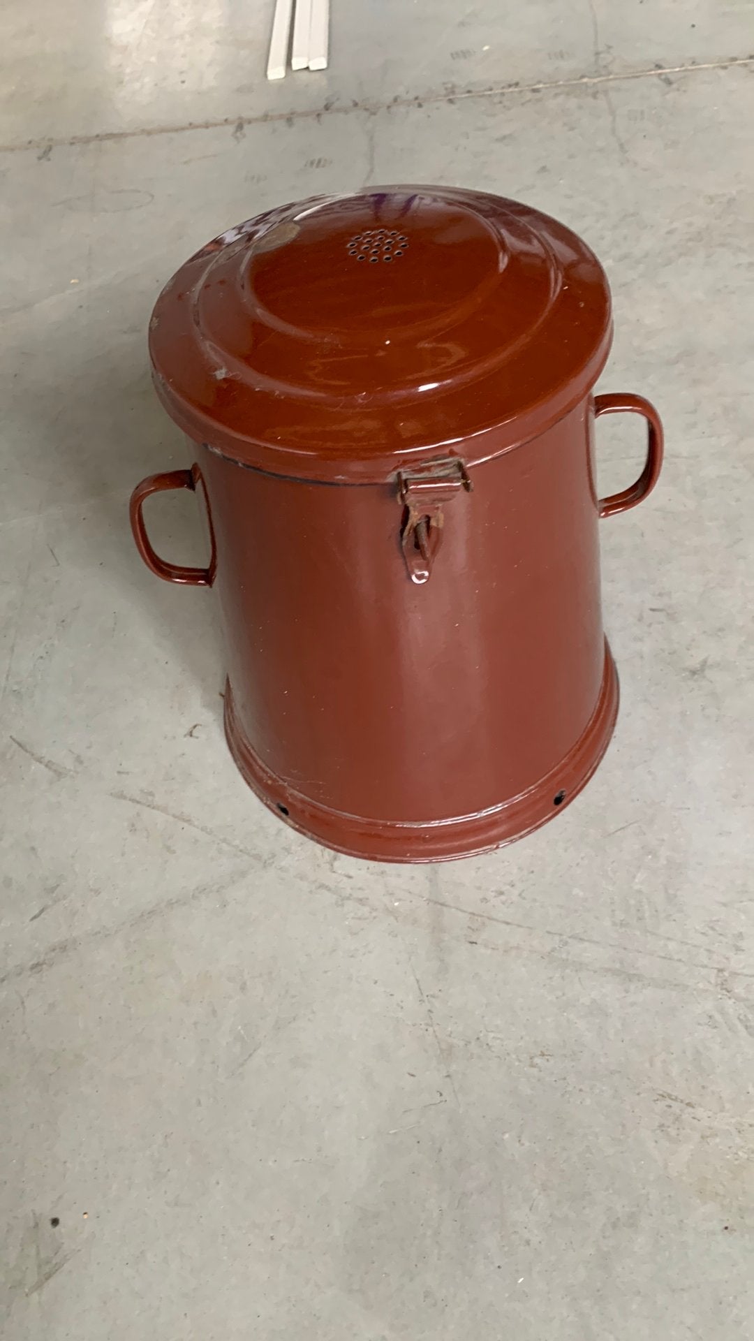 Emaille voedsel container tonnetje bak vintage, Antiek en Kunst, Ophalen of Verzenden