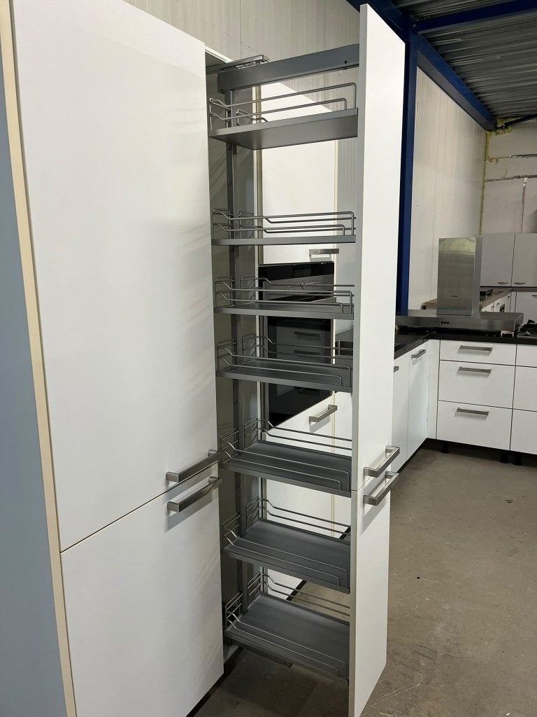 Keuken Compleet met APP 120Keukens op voorraad Nr. 3010, Ophalen, Zo goed als nieuw, Hoekkeuken, Greeploos