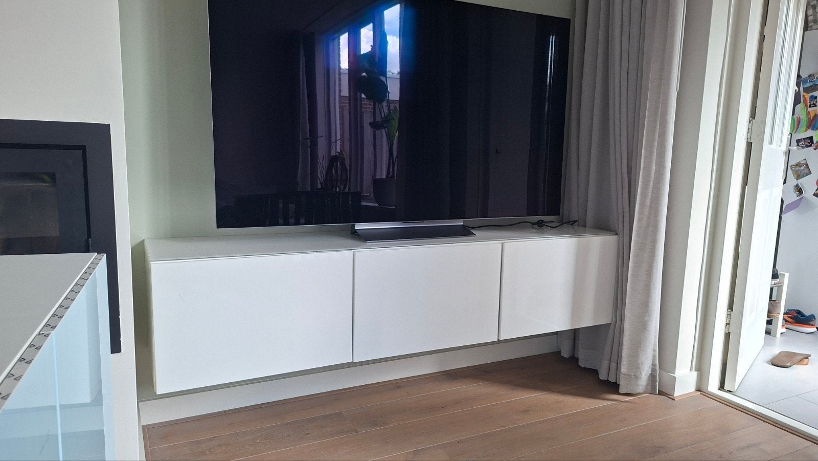 IKEA Zwevend TV Meubel Hoogglans Wit 180cm, Ophalen, Gebruikt, 150 tot 200 cm, Minder dan 100 cm