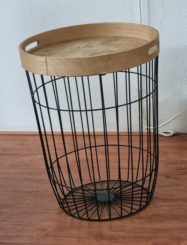 tafeltje met dienblad, Huis en Inrichting, Woonaccessoires | Dienbladen, Ophalen, Gebruikt, Rond, Hout
