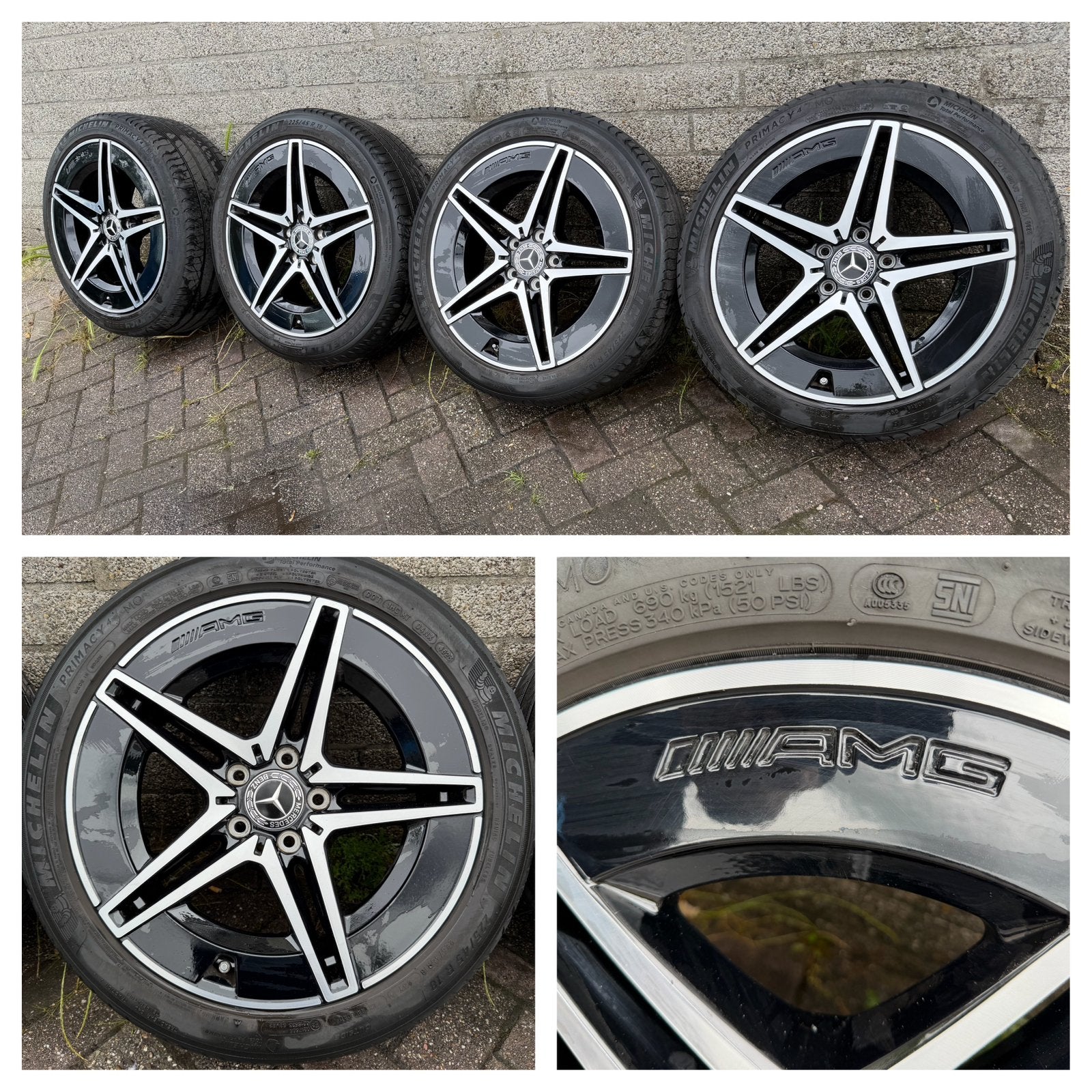 Mercedes  C-klasse AMG W206 18 inch zwarte breedset velgen, 19 inch, Banden en Velgen, 225 mm, Winterbanden