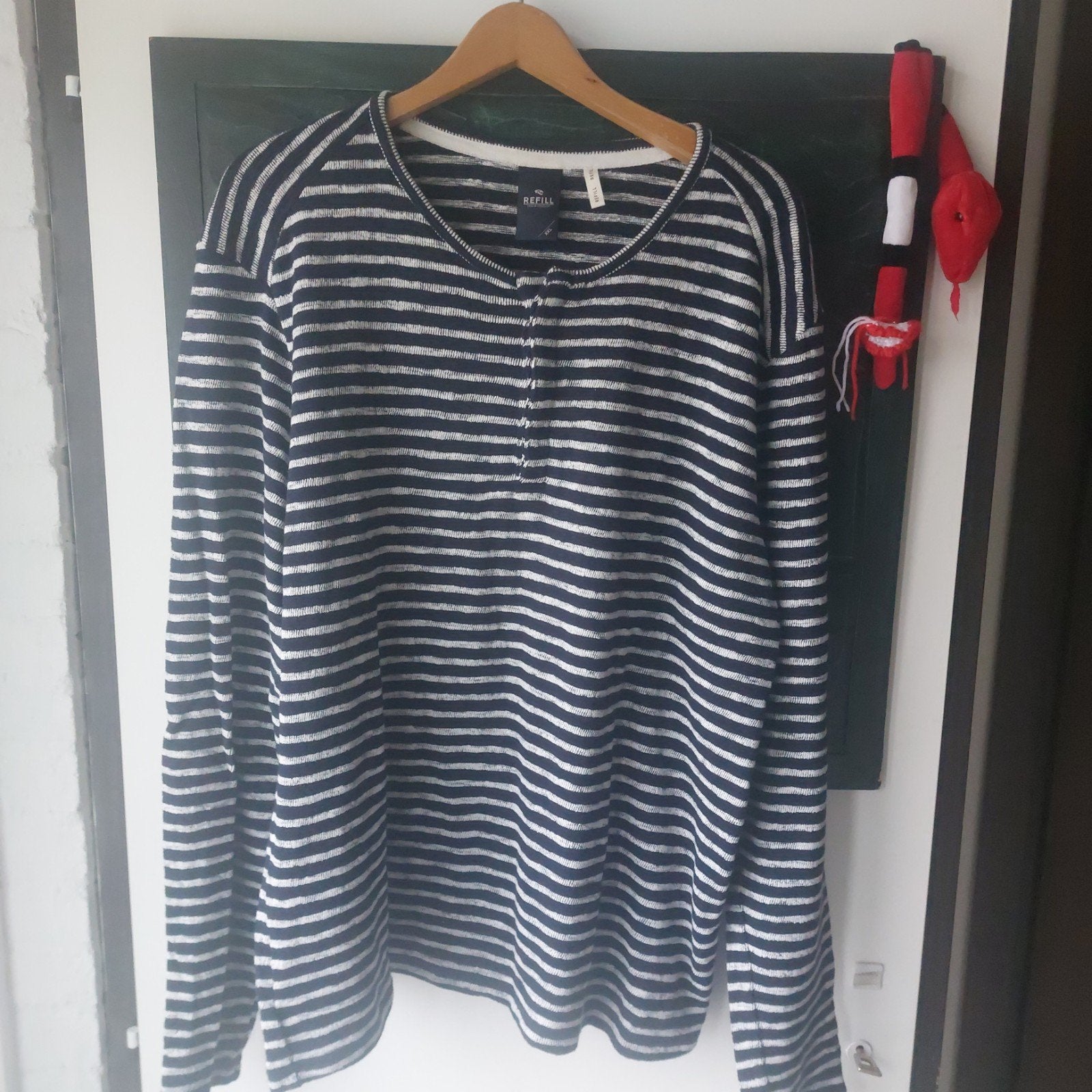 Refill gestreepte longsleeve XXL - Donkerblauw/Wit, Blauw, Maat 56/58 (XL), Refill, Ophalen of Verzenden