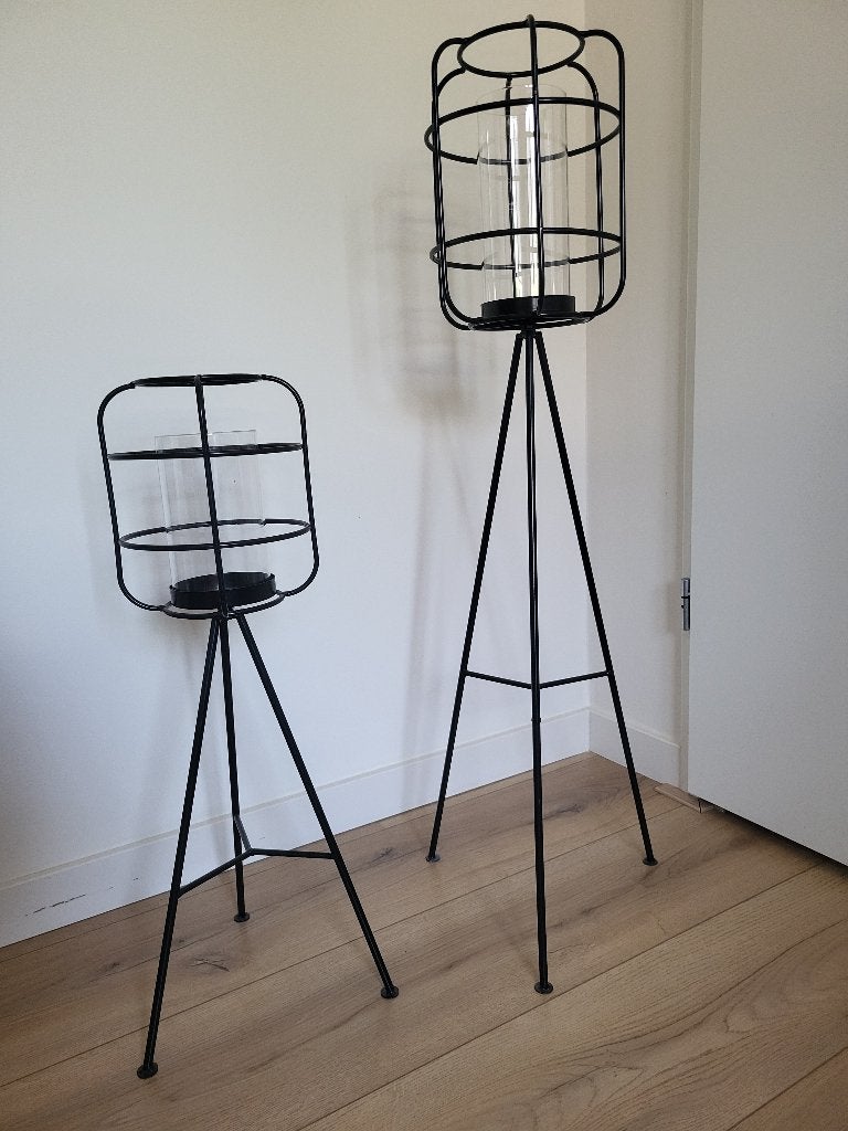 WINDLICHT KANDELAARS ZWART/GLAS, Ophalen, Windlicht, Zwart, Zo goed als nieuw