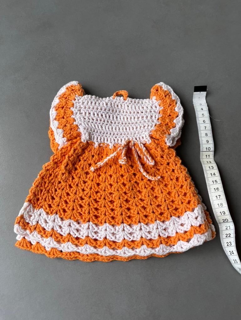 2 nieuwe oranje/witte dubbele pannenlap jurkjes, Huis en Inrichting, Verzenden, Nieuw, Oranje, Overige typen