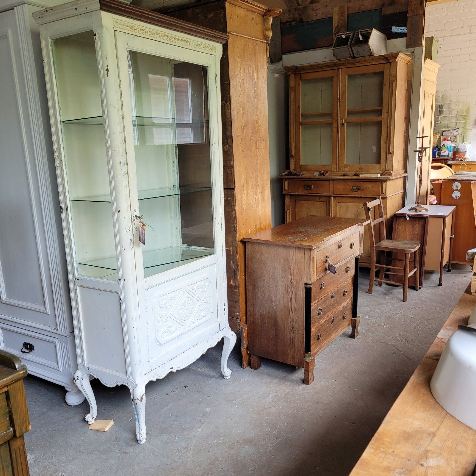 Brocante oude vitrinekast winkelkast eendeursvitrinekast, Ophalen, Gebruikt, Brocante La Campagne, 50 tot 100 cm