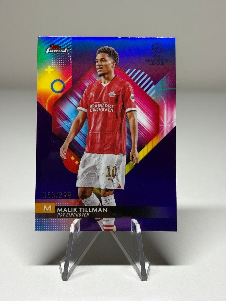 Topps Finest PSV /299 purple Malik Tilman kaart, Ophalen of Verzenden, Zo goed als nieuw, PSV, Spelerskaart