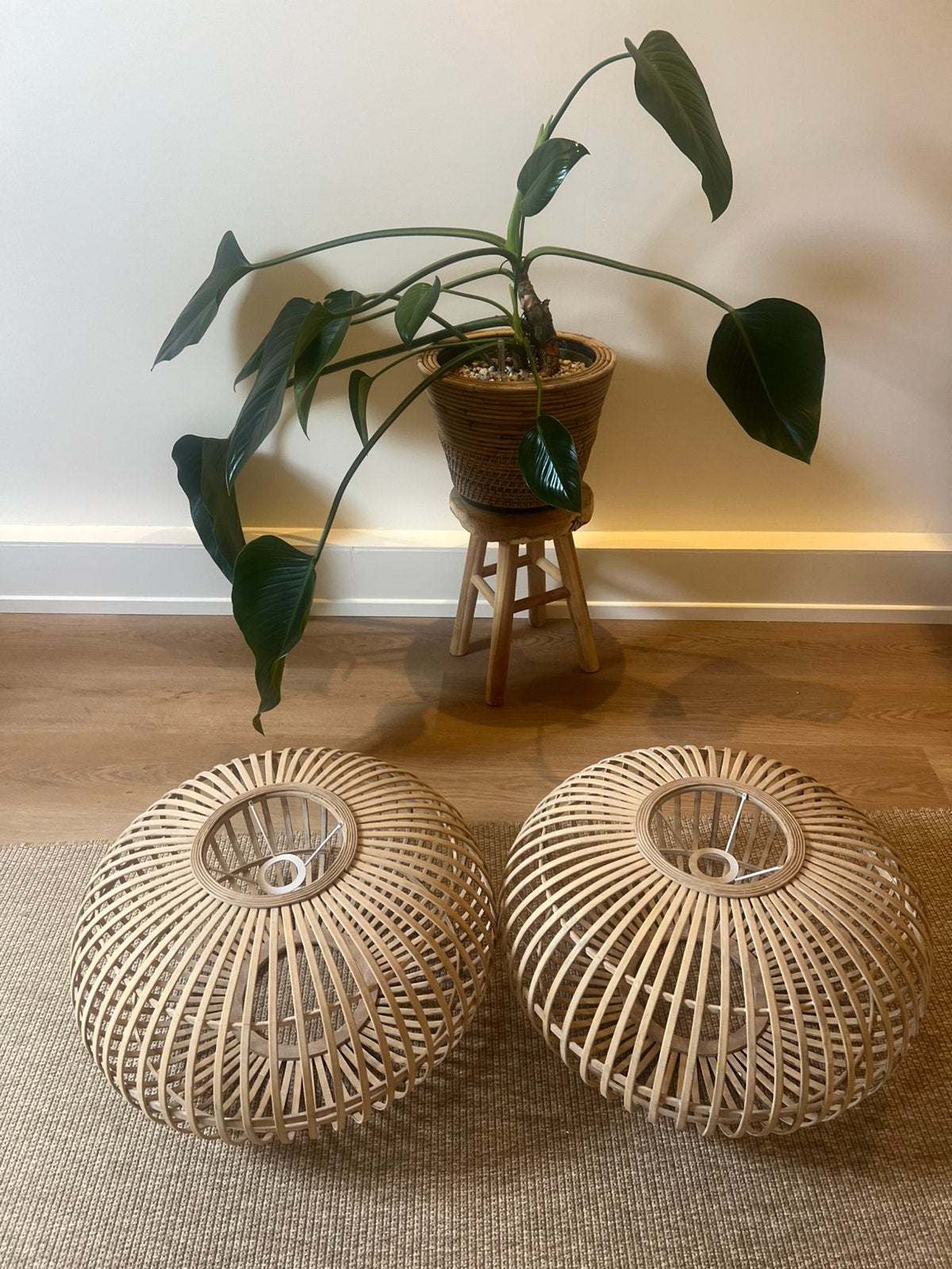 Indy Bamboe lamp Karwei 2 stuks *prijs is per stuk, Ophalen of Verzenden, Zo goed als nieuw, Rond