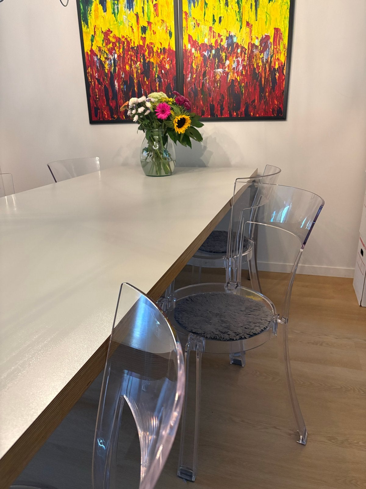 Design eettafel/vergadertafel HPL/multiplex 280x100cm, Huis en Inrichting, Gebruikt, 100 tot 150 cm, 200 cm of meer, Ophalen of Verzenden