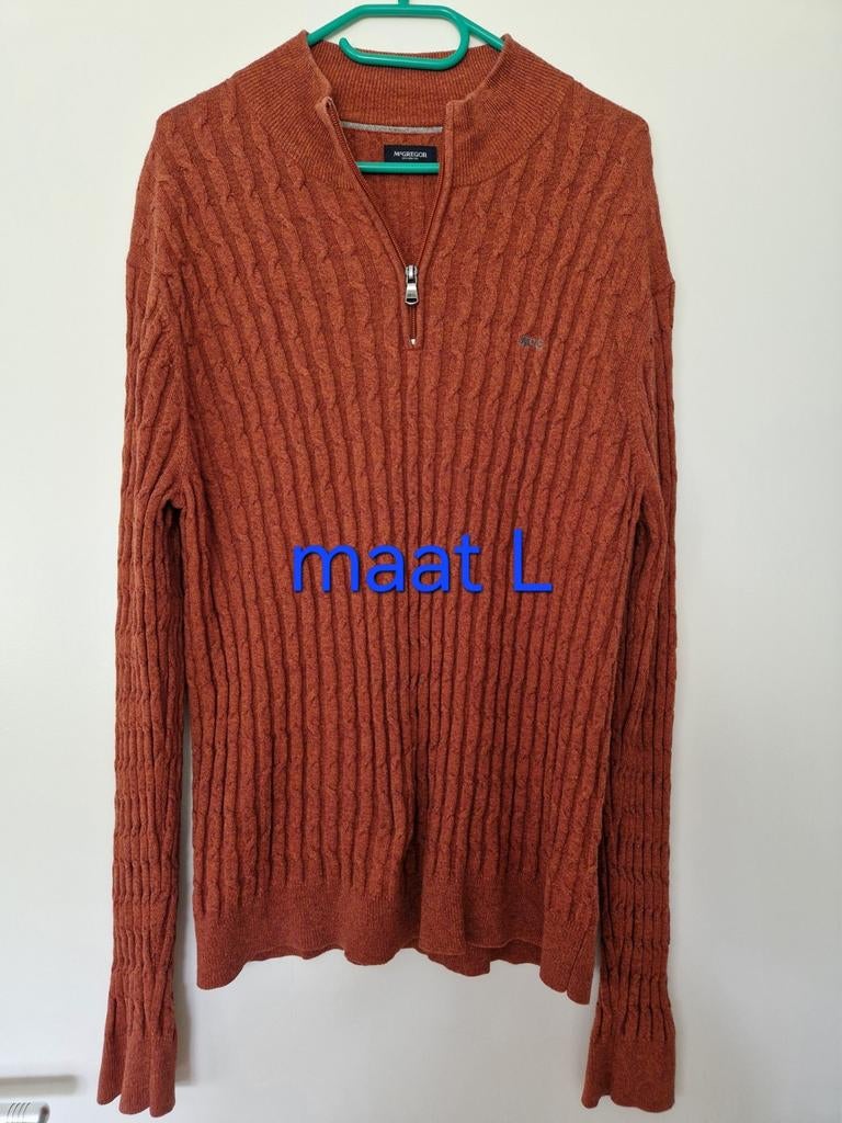 Trui sweater kabeltrui met rits maat L McGregor, Maat 52/54 (L), McGregor, Oranje, Ophalen of Verzenden