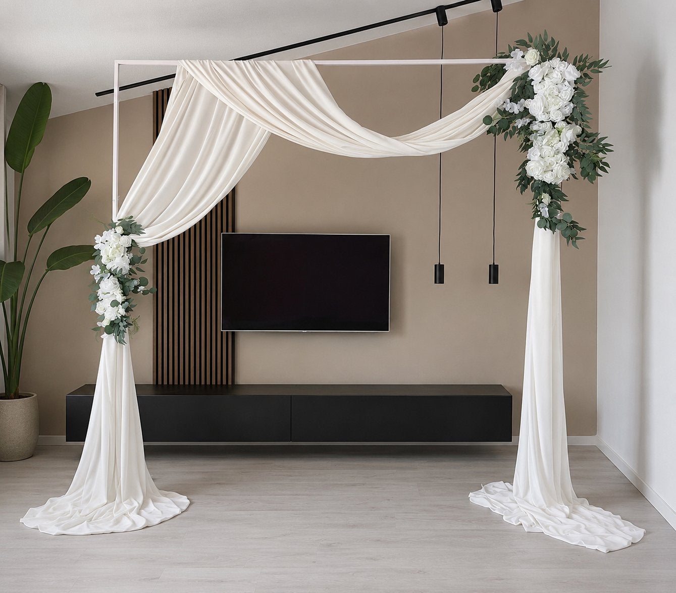 Witte Stalen Boog voor Ceremonie/Bruiloft, Ophalen, Zo goed als nieuw, Versiering, Geboorte of Huwelijk