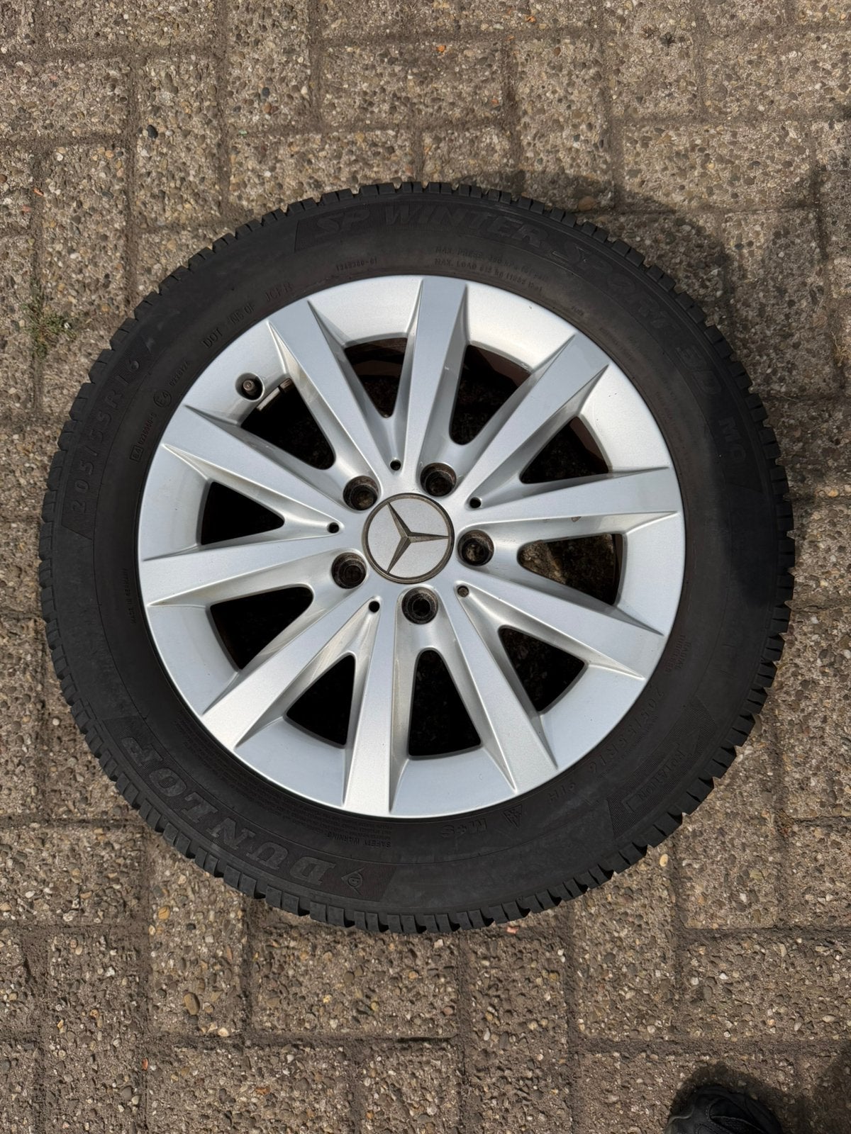 4 Mercedes Vredestein winterbanden met velgen 205/55 R16 -, Auto-onderdelen, Banden en Velgen, Ophalen, Gebruikt, 16 inch, Banden en Velgen