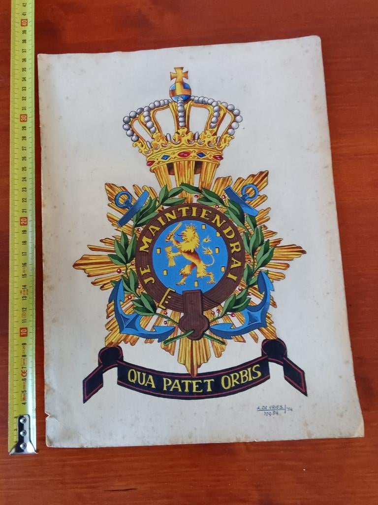 Orginele print Marine emmbleem, Ophalen of Verzenden, Marine, Nederland, Embleem of Badge