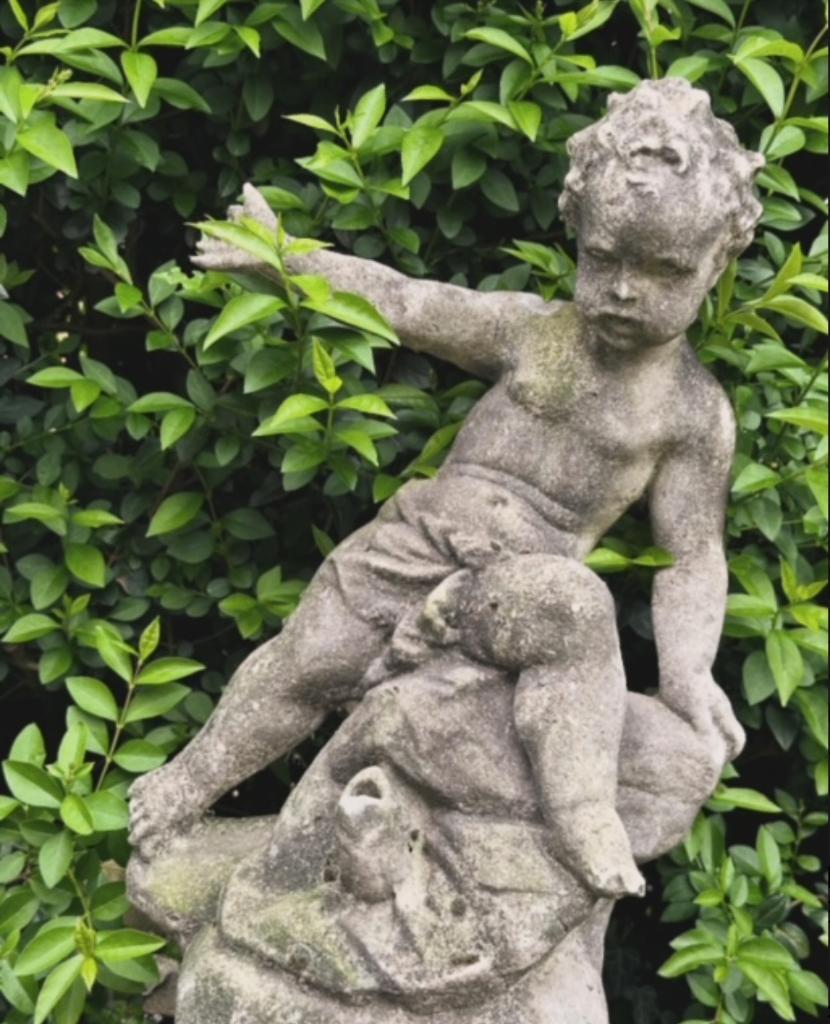 oude sfeervolle wandfontein fontein engel antieke, Tuin en Terras, Waterpartijen en Fonteinen, Ophalen of Verzenden, Gebruikt