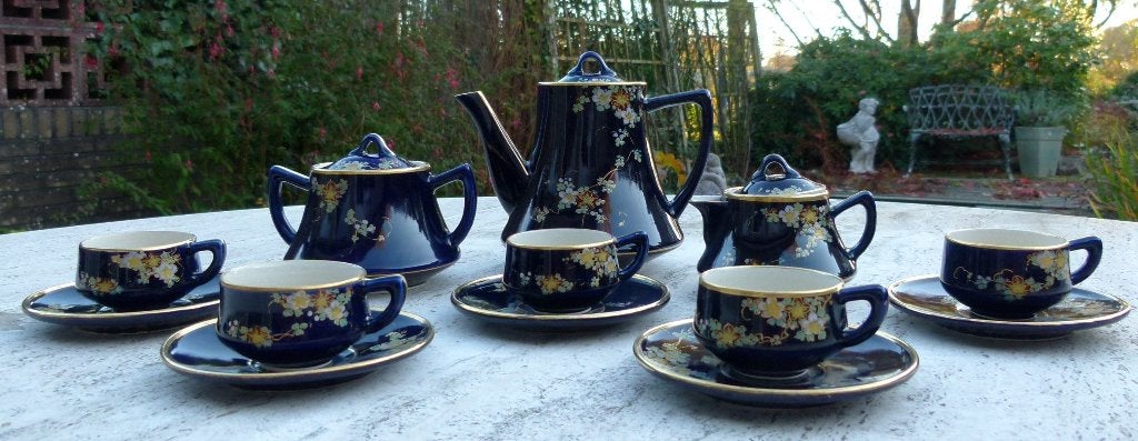 Navy Blauw Japans Theeset Soko Porselein Handpainted, Ophalen of Verzenden
