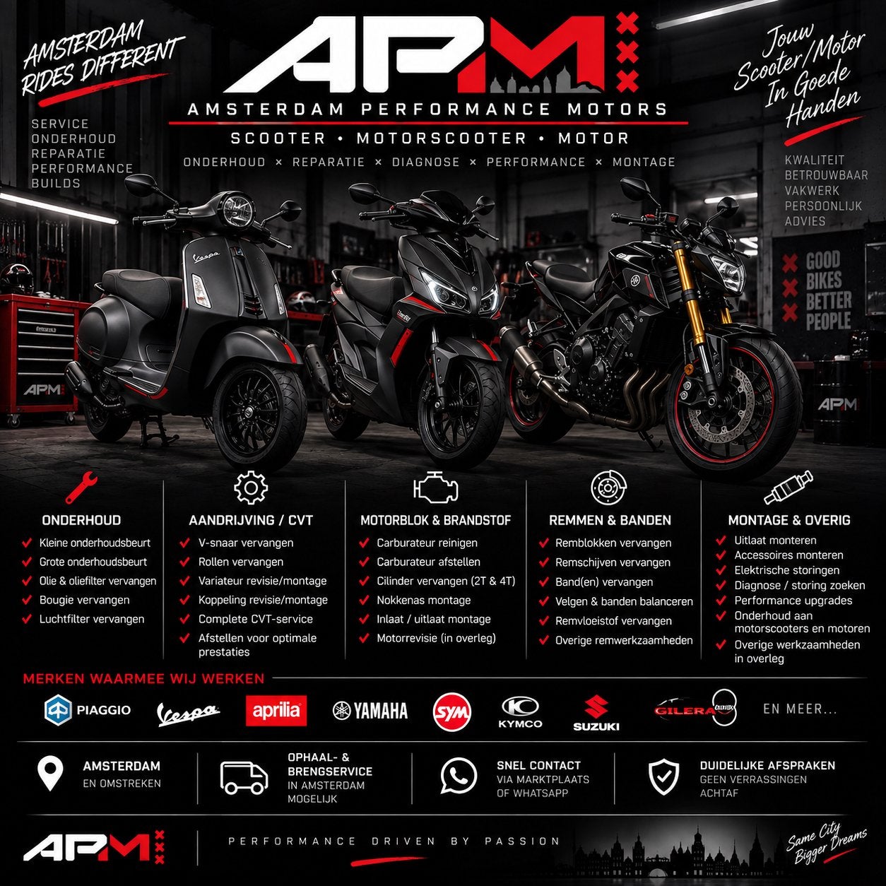 Scooter Reparatie & Onderhoud Amsterdam, Ophalen, Nieuw