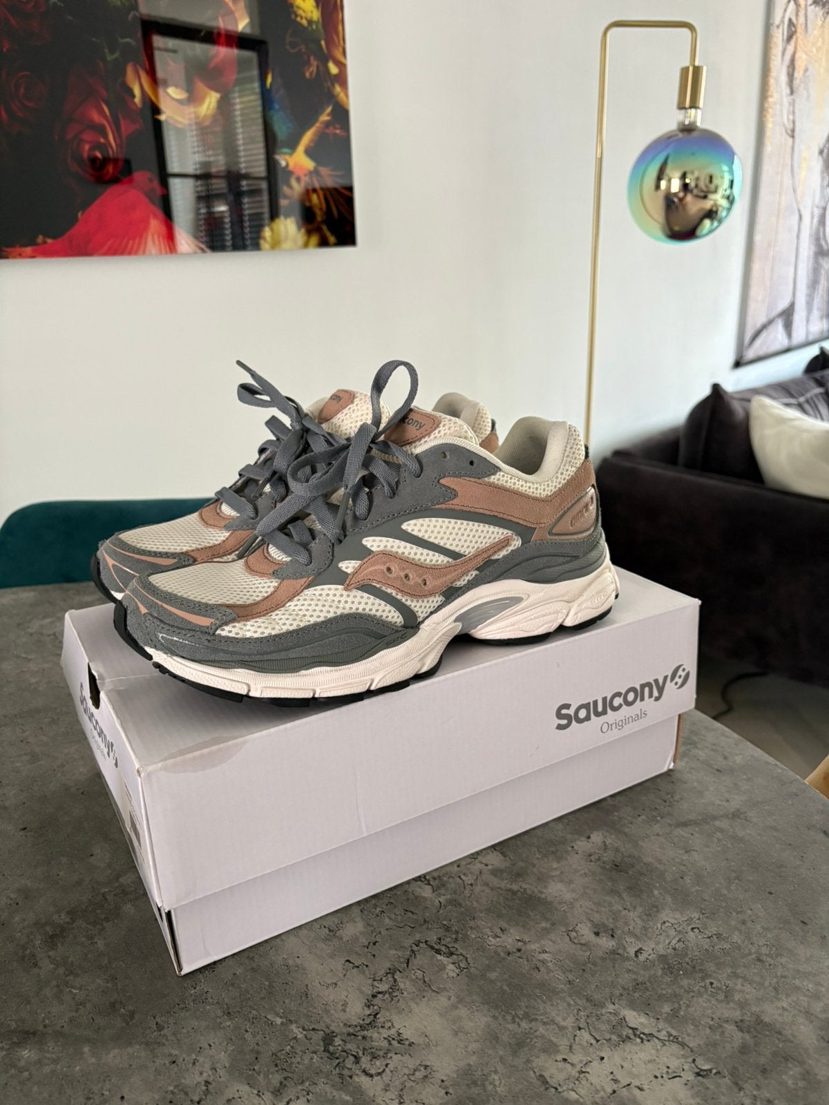 Saucony Progrid Omni 9 Cream Green Mokka 42 Als Nieuw, Ophalen, Zo goed als nieuw, Overige kleuren
